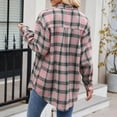 thumbnail image 5 of felwors Women's Plaid Flannel Button-Down Shirt - Oversized Long Sleeve Casual Shirt Jacket for Fall & Winter Pink, XXL, 5 of 6