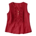 thumbnail image 4 of Embroidered Tank Tops For Women，Embroidered Boho Tops Cotton Linen Vest Casual Blouses V-Neck Embroidered Gauze Tops Loose Causal Sleeveless Bohemian Causal Shir, 4 of 8