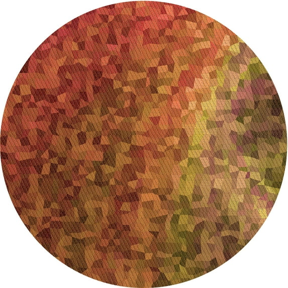 Ahgly Company Machine Washable Indoor Round Transitional Orange Area Rugs, 5' Round