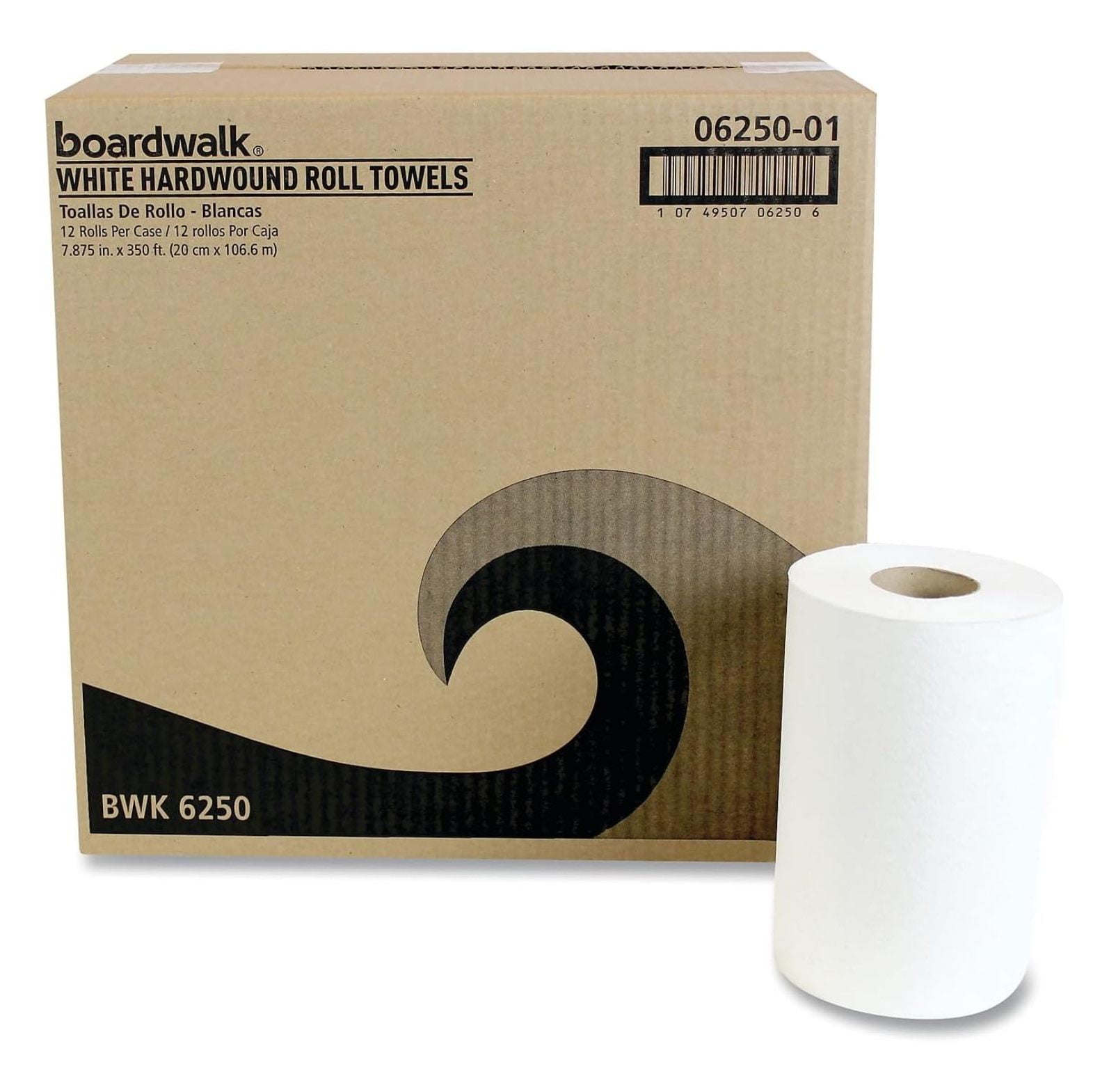 BWK6250 NonPerforated 1-Ply 350 ft. Hardwound Paper Towels - White (12 Rolls/Carton)
