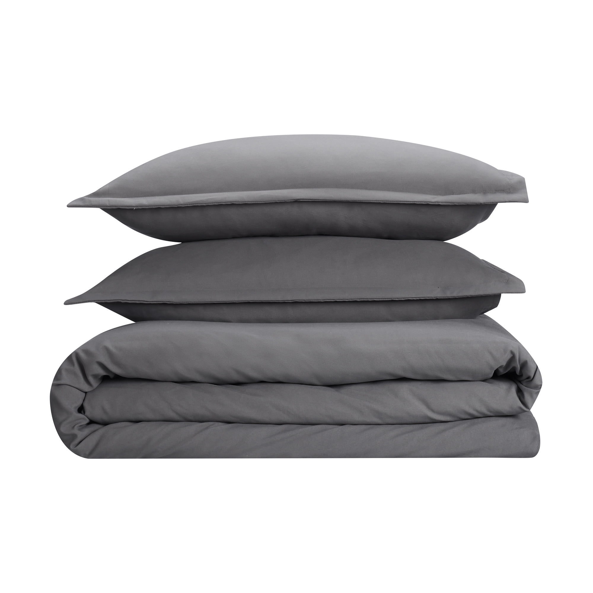 Serta Simply Clean 3-Piece Solid Duvet Set, Gray, Full/Queen