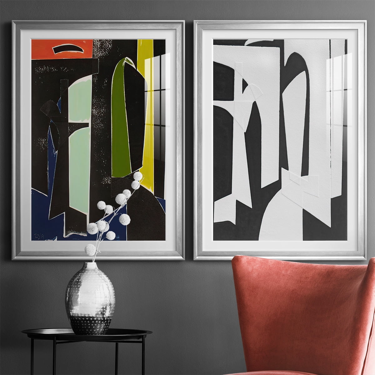 Wexford Home Spanish Arches Premium Framed Print, 30.5" x 42.5" - Ready to Hang, Silver (Set of 2)