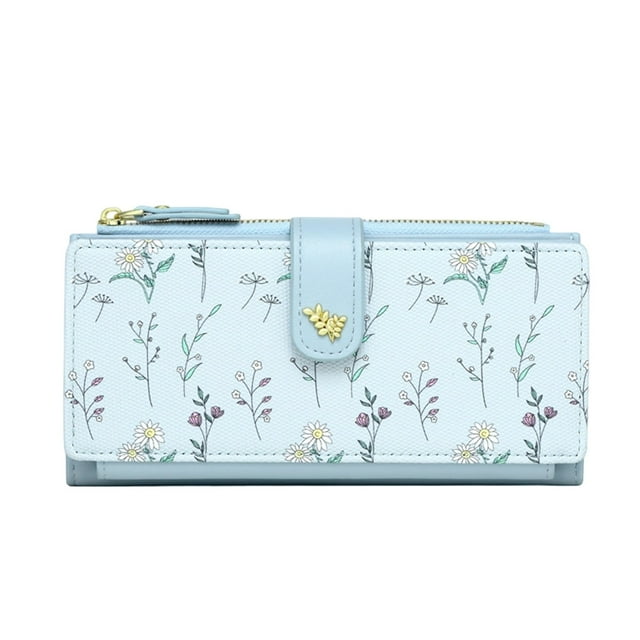 Huanglei Floral Women's Long Wallet Slim Card Holder Purse With Stylish Tri Fold Design For Daily Use