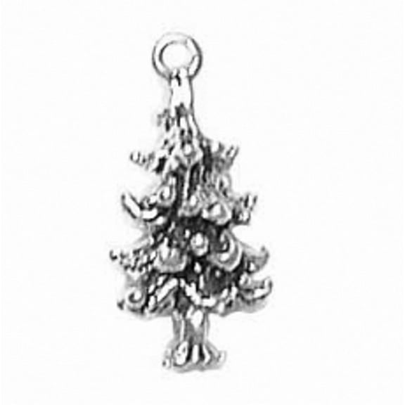 Sterling Silver 16" .8mm Box Chain 3D Pine Tree Pendant Necklace