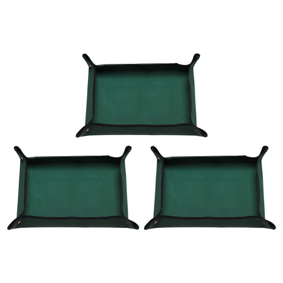 Uxcell 3pcs 19.7" x 29.5" Oxford Cloth Plant Repotting Mat w Metal Buckle, Dark Green