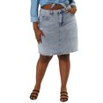 thumbnail image 2 of Unique Bargains Women's Plus Size Ripped Embroidered A Line Denim Jean Skirts, 2 of 7