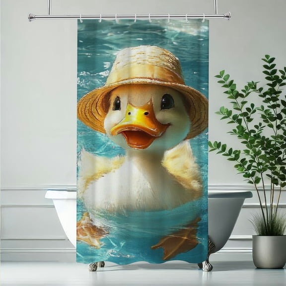 RKSupls Waterproof Shower Curtain, Summer Duck Polyester Shower Curtain with Hooks for Chic Elegant Home Bathtub Bathroom Decor Washable