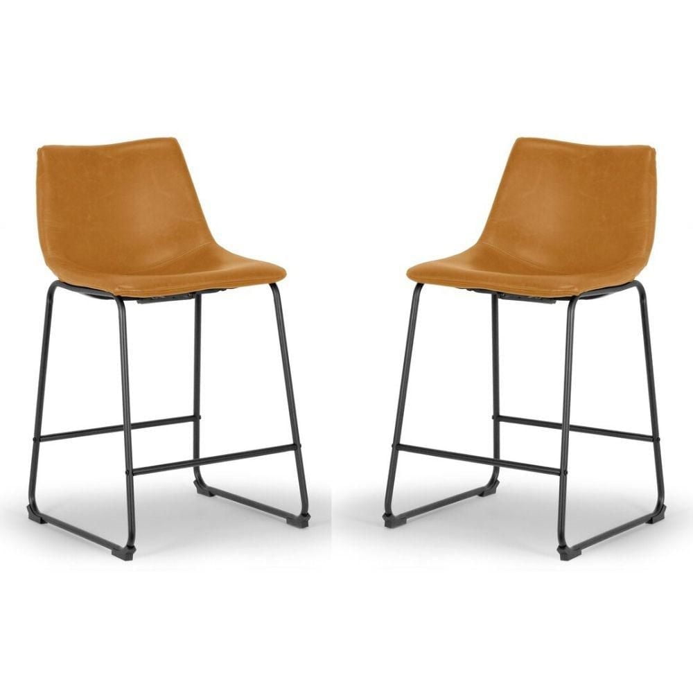 London Tabouret de comptoir noir élégant en similicuir PU 26", tabouret de comptoir en métal noir, meubles de cuisine, îlot de cuisine (Ensemble de 2)