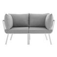 thumbnail image 4 of Modway Riverside 2 Piece Outdoor Patio Aluminum Sectional Sofa Set in White Gray, 4 of 7