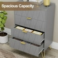 thumbnail image 5 of UEV Grey 4 Drawer Dresser for Bedroom, Tall Dresser with Large Drawer & Golden Handles, Wooden Modern Storage Cabinet Chest of Drawer for Living ROM, Closet, Hallway (Grey), 5 of 14