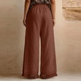 thumbnail image 5 of GUACER Womens Linen Wide Leg Pants Drawstring with Tassels & Pockets Palazzo Trousers for Beach & Casual Wear, 5 of 6