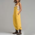 thumbnail image 6 of MLCDZ Women Dressy Jumpsuits Cotton Linen Square Neck Sleeveless Overalls Adjustable Strap Bib Overalls Baggy Summer Romper with Pockets, 6 of 7
