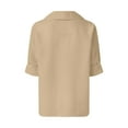 thumbnail image 4 of Women Summer Tops Womens Shirt Stand Collar Button Casual Long Sleeve Solid Color Top Women 2pk Tee Shirt Short Girl Womens Tee Pack Teen Apparel Ladies Tan Summer Tops Elegant Long Sleeve Khaki 3XL, 4 of 5