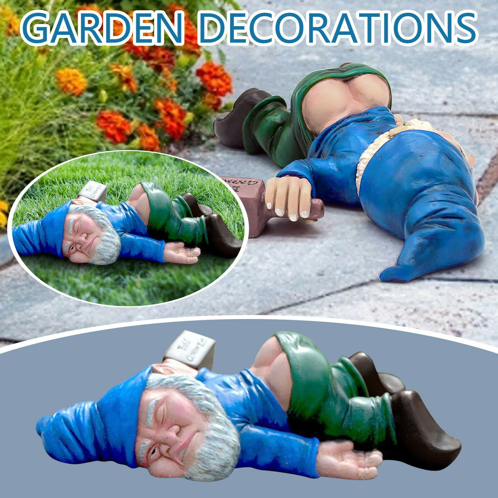 U/D Funny Drunk Garden Dwarf,Creative Drunk Dwarf Decoration,Dwarf Garden Statue,Resin Crafts,Miniature Gardening Dwarf Statue,Handmade Novelty Gift for Home Outdoors Lawn Patio Yard