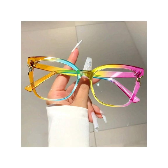 2026 New Retro Women's Fashion Cat Eye Style Dress-Up Glasses, Design Colorful Frame Non-Prescription Glasses