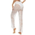 thumbnail image 5 of cfhntfmh Beach Pants for Women Crochet High Waist Hollow out Cover up Long Pants Summer Casual Wide Leg Loose Pants, 5 of 5