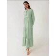 thumbnail image 3 of Textured Long Sleeve Crew Neck Maxi Dress, 3 of 5