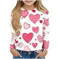 thumbnail image 2 of Tdoqot Girls Valentines Day T Shirts- Heart Print Long Sleeve Cute Crewneck Tops Navy Size 7-8 Years, 2 of 5