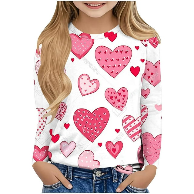Blusas y camisas de manga larga con cuello redondo Camisas con estampados de manga larga Cuello redondo lindo Blusas casuales elegantes Ropa Camisas de cuello redondo Niña Top de poliéster