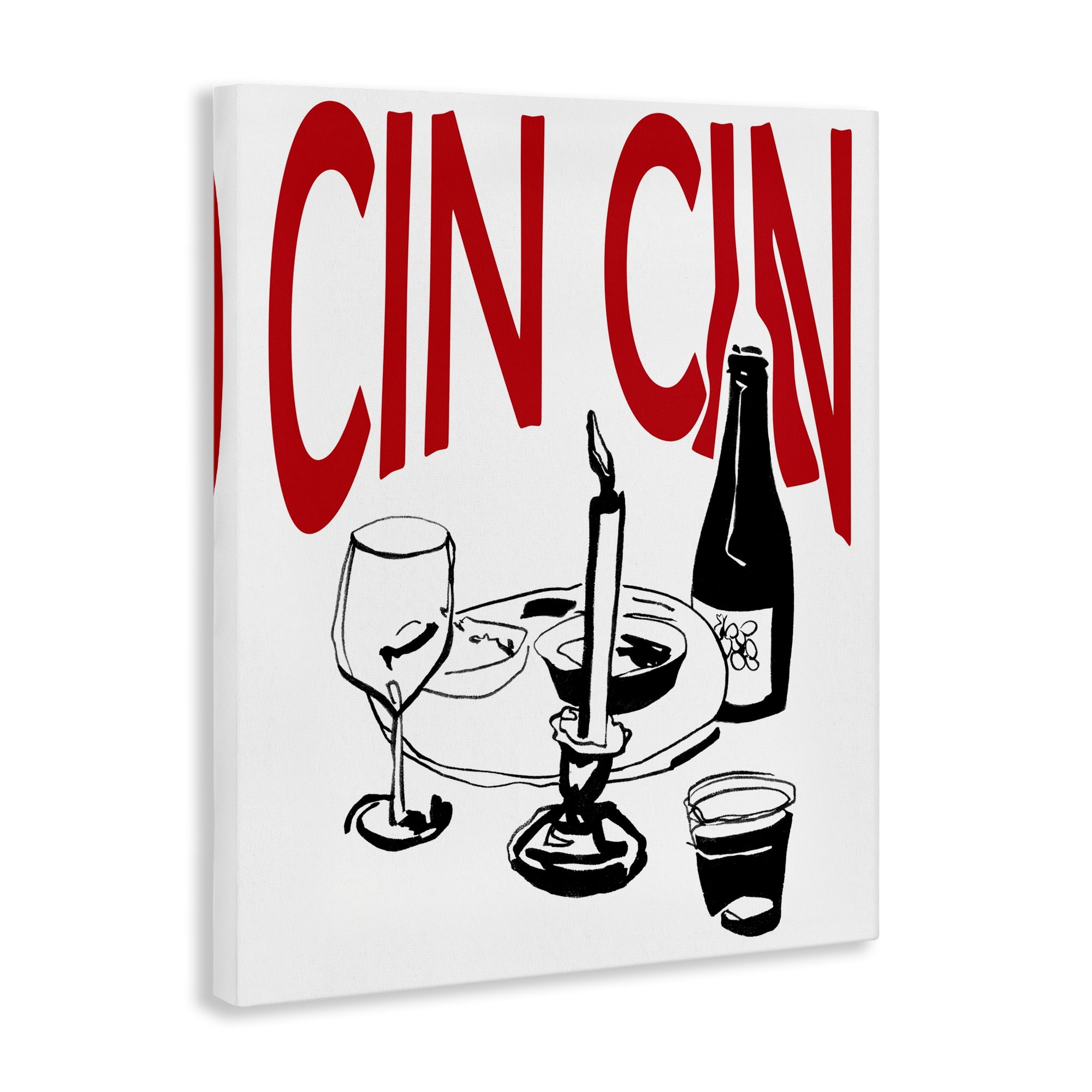 Stupell Industries Cheers Cin Cin Wine Food & Beverage Painting Wrapped Canvas Art Print Wall Art, 24 x 30
