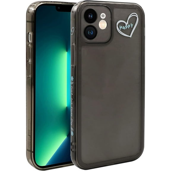 Case for iPhone 11 (6.1 inch), TPU Shockproof Phone Cover for iPhone 11 Camera Protection Cover for Women Girls, Black Heart