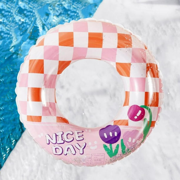 Piscina Infantil Flotador Entrenador De Natación Inflable Espesar Bebé Piscina Flotador Lentejuelas Cuadros Rosa Tela escocesa de lentejuelas rosa DYNWAVEMX Piscina de flotación