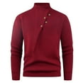 thumbnail image 2 of Dolkfu Mock Neck Fall Sweaters Men Red Asymmetrical Sweater Stand up Collar Mens Stretch Pullover L, 2 of 4
