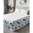 thumbnail image 4 of Retro Blue Flowers Bed Skirt Queen Size 16" Drop Abstract Art Floral Country Plant Ruffled Wrap Around Bed Skirts Adjustable Elastic Bedskirt Dust Ruffle for Queen Size Bed, 4 of 7