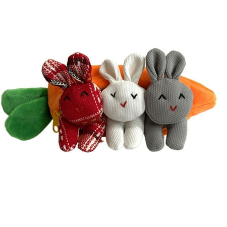 

3 Bunnies in Carrot Purse Portable Cute Easter Mini Wallet Multipurpose Pendant Great Gifts for Children