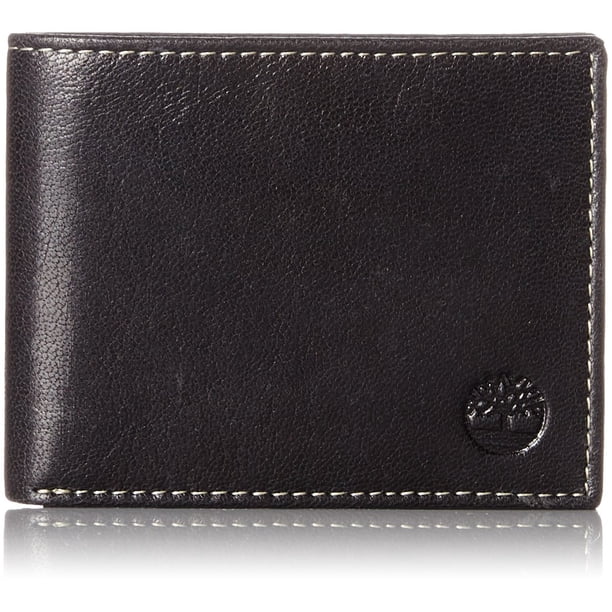Billetera Timberland Hudson Negra de Cuero Bifold con Identificación