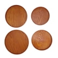 thumbnail image 3 of 4pcs Wooden Tray Slip Resistant Spill Proof Durable Safe Multifunctional Round Serving Tray for Restaurant Dark Brown, 3 of 12