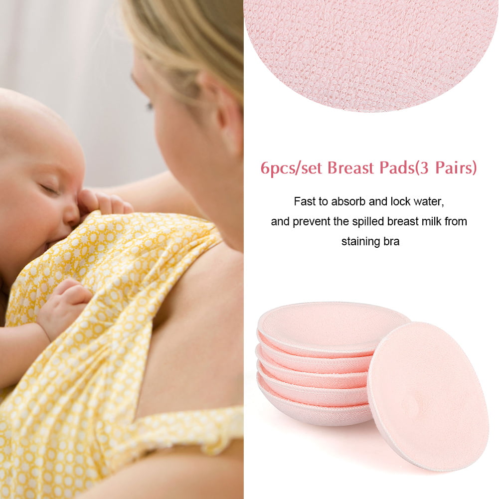 6Pcs Reusable Nursing Breast Pads Washable Soft Absorbent Feeding Breastfeeding 