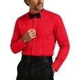thumbnail image 2 of Ceisia Men's Formal Tuxedo Shirt Pleated Front Long Sleeve Solid Color Dress Shirt For Wedding Party Red S Gift, 2 of 7
