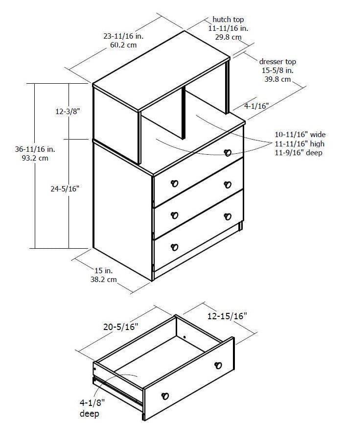 Ameriwood Home Skyler 3Drawer Dresser with Cubbies, Multiple Colors