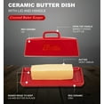 thumbnail image 3 of Bruntmor Ceramic Butter Dish With Lid. Butter Holder/ Tray/ Storage With Lid And Handle. Porcelain Butter Keeper For Countertop. Butter Dish With Cover in Red Color., 3 of 7