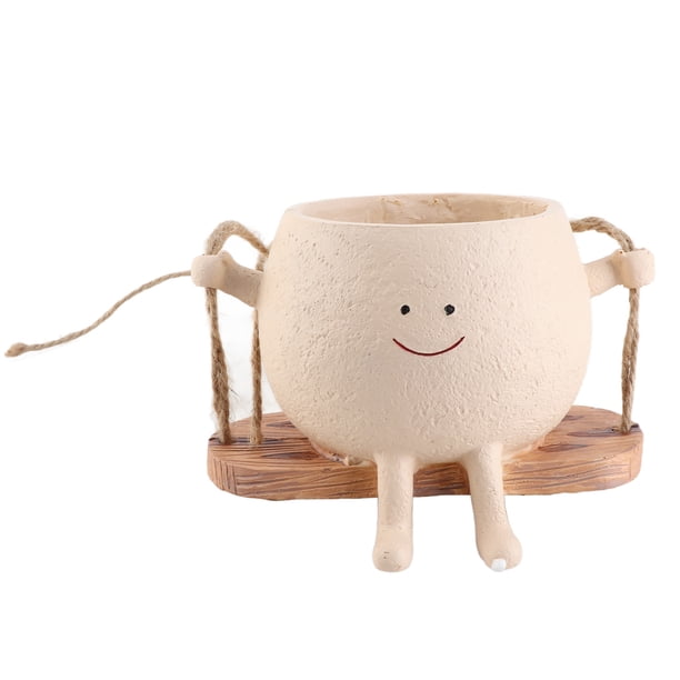 Maceta Con Cara Oscilante, Maceta Con Cara Sonriente, Decorativa Para Colgar En La Pared, Duradera, Multifuncional Para Jardín