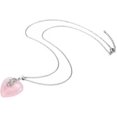 thumbnail image 3 of Collar con colgante de piedra curativa de cristal de corazón de Cuarzo Rosa xiang, 3 of 4