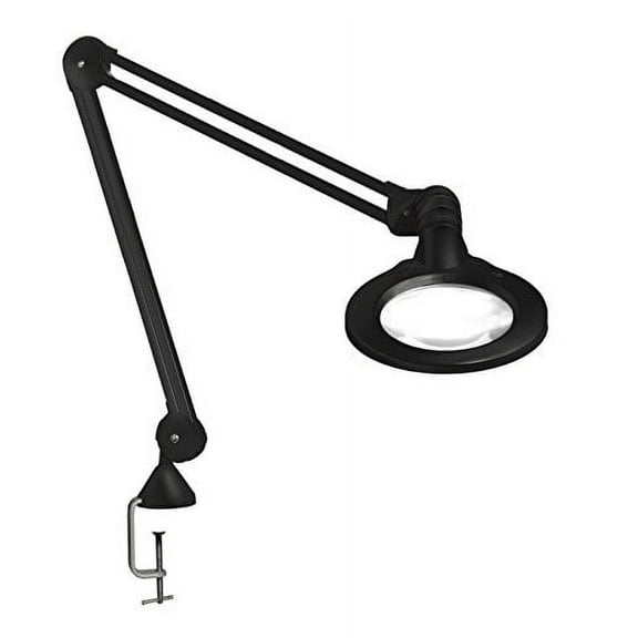 Luxo 18313BK KFM LED-ESD Illuminated Magnifier, 45" Arm, 5 Diopter, Edge Clamp, Black