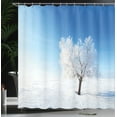 thumbnail image 4 of Ambesonne Winter Shower Curtain, Snow Covered Alone Tree, 69"Wx84"L, Blue White, 4 of 5