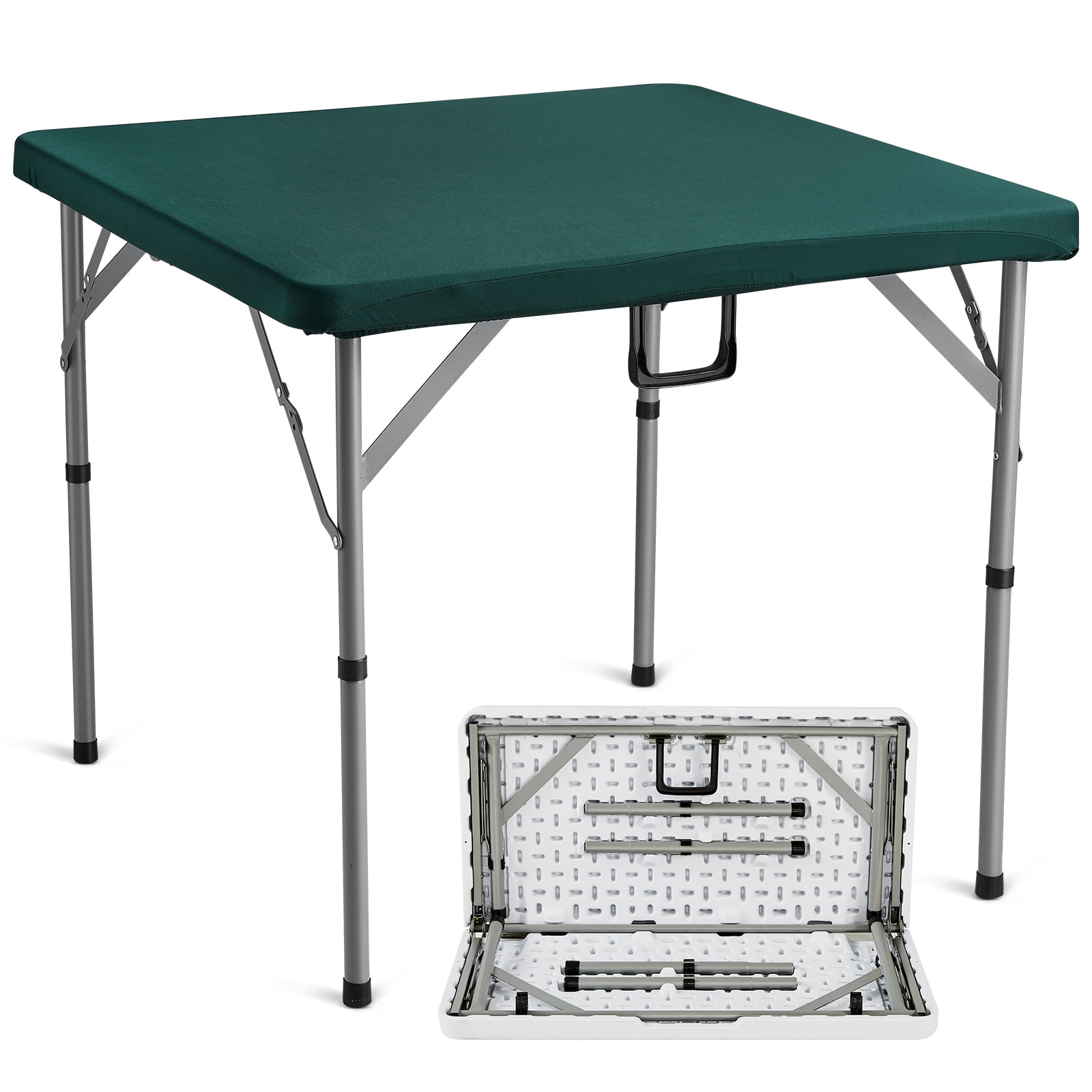 SKYSHALO Fold-in-Half, Wear-Resistant Tabletop 4 Player Card, Mahjong Table, Green