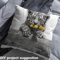 thumbnail image 3 of Tiger Fabric By The Yard,Daisy Flowers Upholstery Fabric,Florals Wooden Plank Wildlife DIY Decorative Fabric,Art Painting Indoor Outdoor Fabric,Black Grey Yellow,10 Yards, 3 of 5