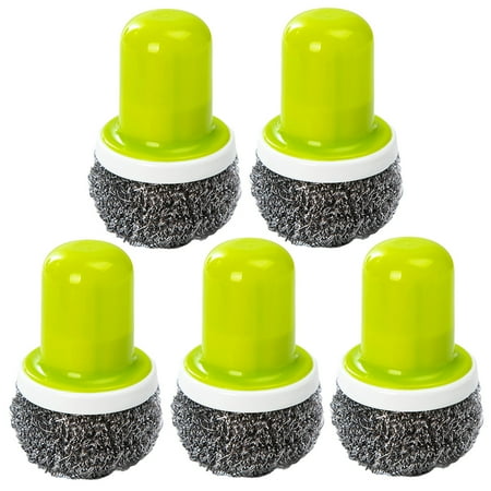 

FRCOLOR 5PCS Stainless Steel Wire Brush with Handle Pot Pan Dish Washing Brush Multifunctional Cleaning Tool for Kitchen Home Restaurant (Green)