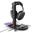 thumbnail image 5 of Headphone Stand with 15w Wireless Charger, 4 in 1 Q-i Charging Station Headset Holder for AirPods Max/Pro/2 IWatch 8/7/6/5/4/3/2/1/SE IPhone 15/14/13/12/11/XS/XR/X/8 Series for Desktop Table Game, 5 of 9