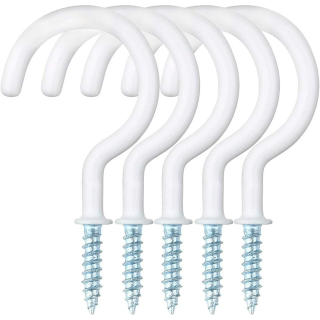 Ganchos para tazas, 30 unidades, con rosca, color blanco, recubiertos de plástico, resistentes, de 50 mm (2 pulgadas)