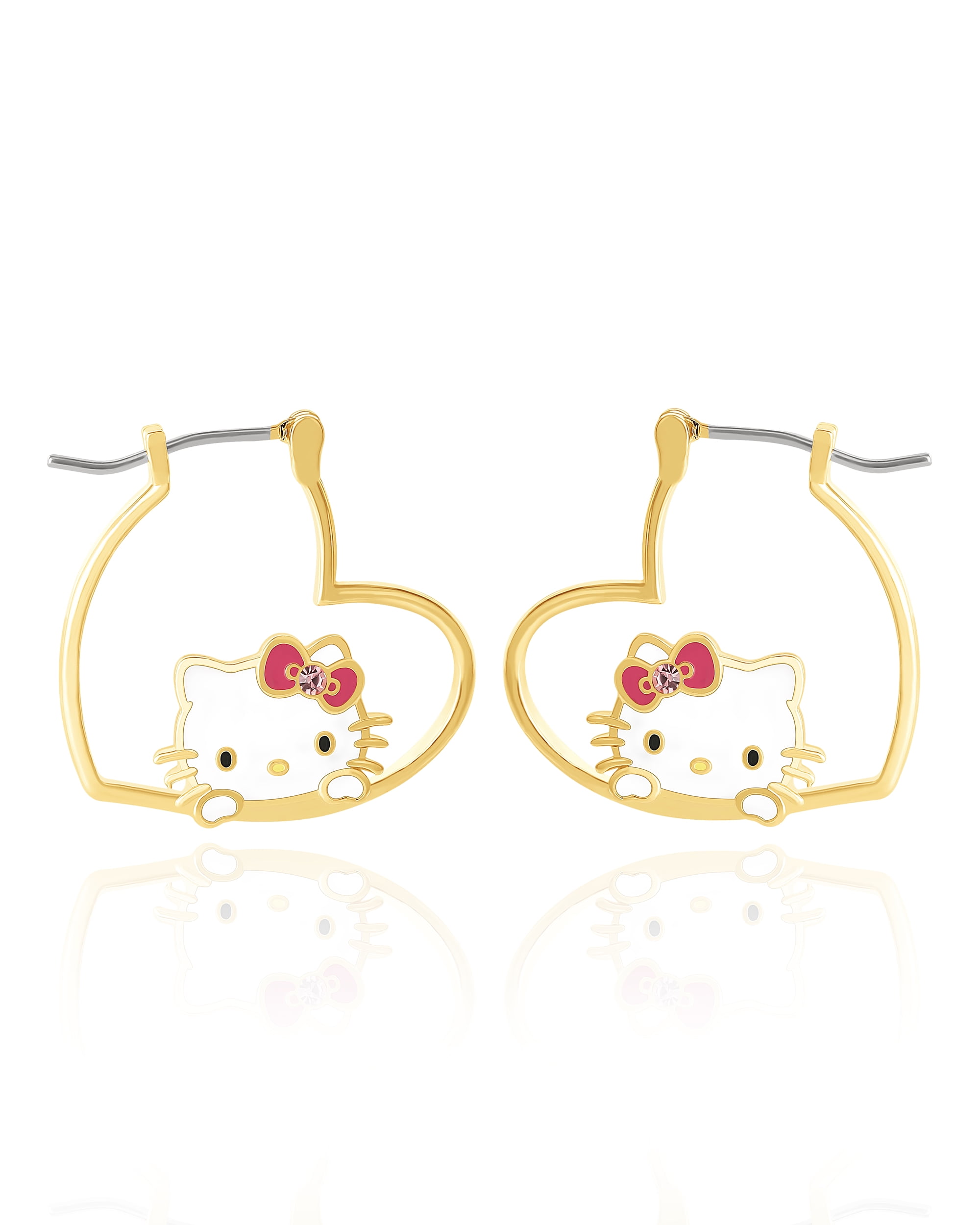 Sanrio Hello Kitty Brass Heart Hoop Earrings - Walmart.com