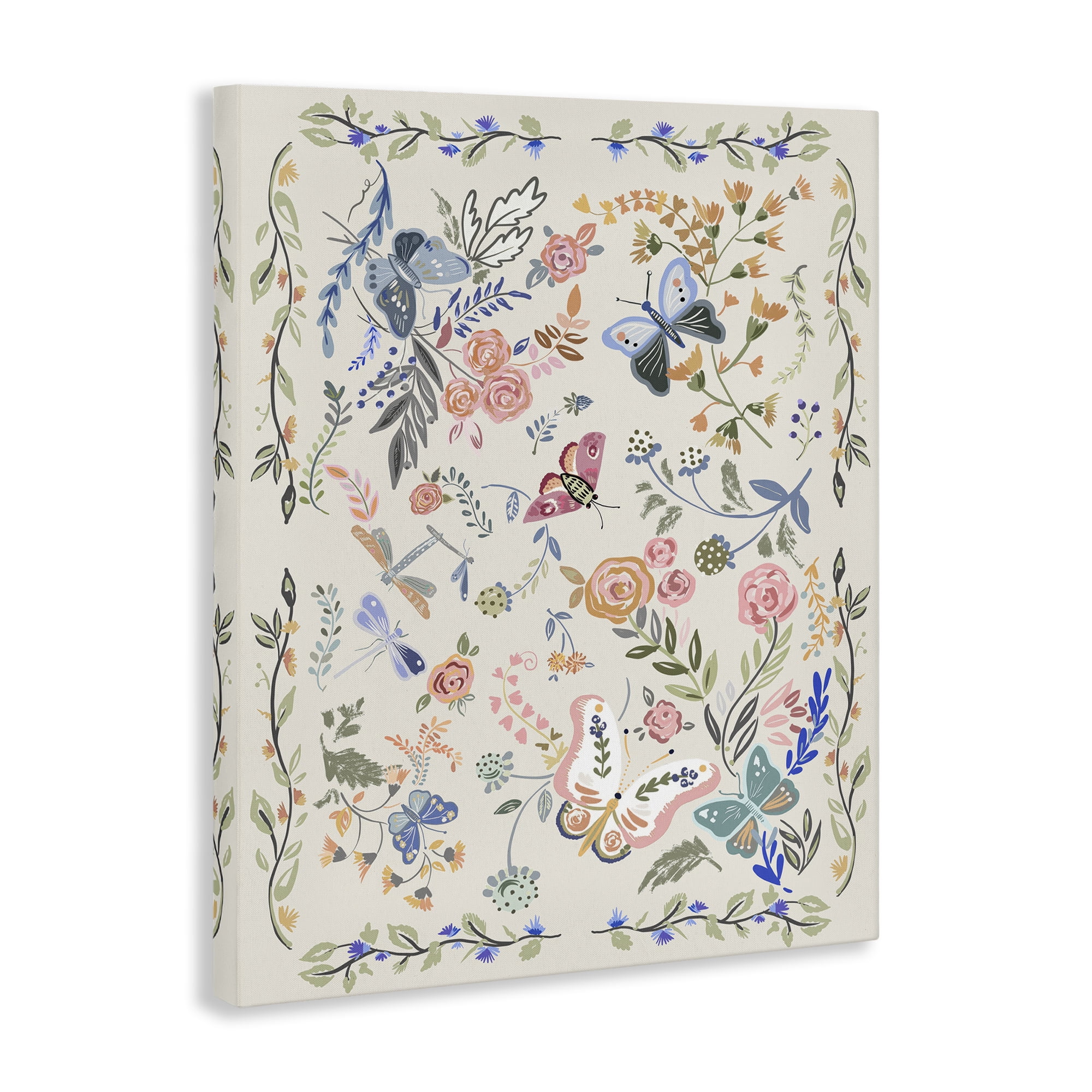 Stupell Industries Flowers & Garden Friends Animals Painting Wrapped Canvas Art Print Wall Art, 16 x 20