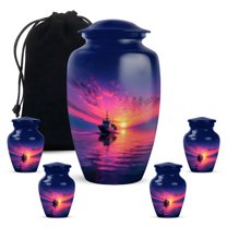 Yatskia Sailing Ship Sunset Urn for Ashes for Women, Decorative Urns for Adult Ash, Large Burial Urns for Human Ashes Adult Man, (Classic 10 Inch and 3 Inch)