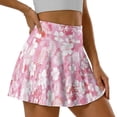 thumbnail image 3 of Xoenoiee Pink Hibiscus Palm Leaves Print Women's High Waisted Pleated Tennis Skirts with Pockets Inner Shorts Lightweight Athletic Golf Skorts for Women, L, 3 of 6