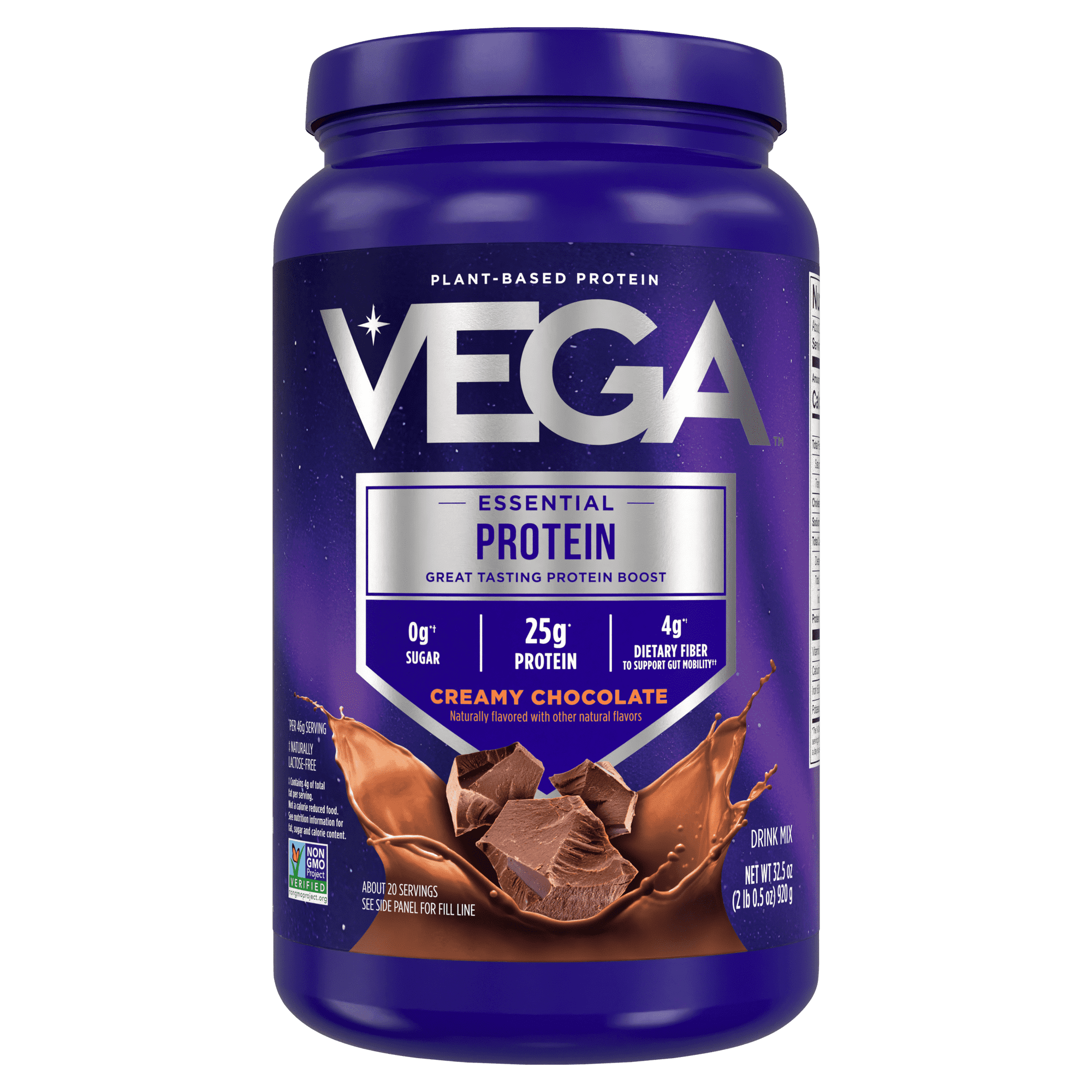 Vega - Original Protein Plant-Based Protein Powder, Chocolate, Gluten-Free, 25g Protein, 20 Servings (32.5oz)