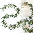 thumbnail image 2 of 71" Artificial Flower Rattans Decorative Snowy Olive Christmas Garland with Pine Berry, Garland for Christmas, Party, Indoor, Fireplace, Stairs Railing, Mantle Decor, 2 of 9